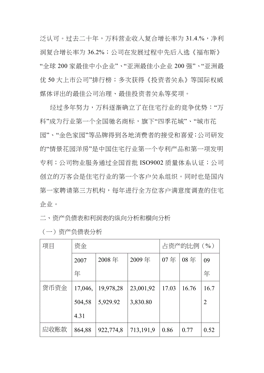 某地产企业股份有限公司财务报表分析_第2页