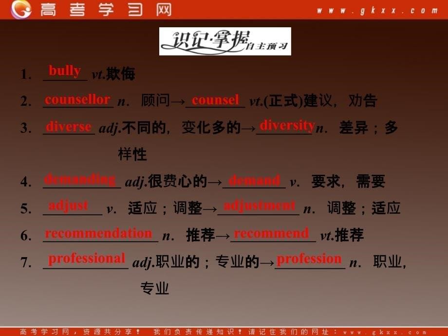 高二英语课件北师大版选修8《Unit 23 Conflict》SectionⅣLanguageAwareness8＆CultureCorner_第5页