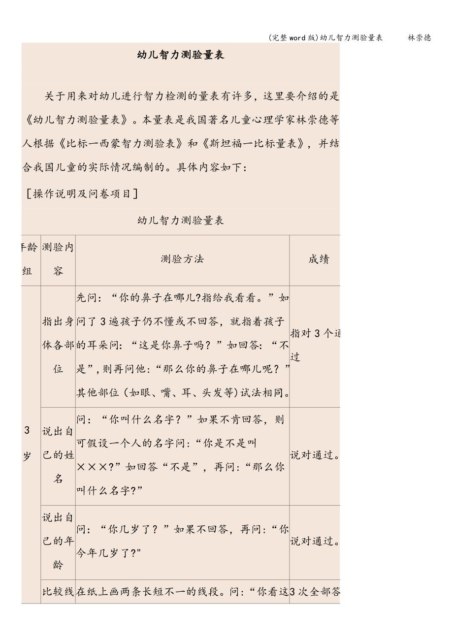 (完整word版)幼儿智力测验量表------林崇德.doc_第1页