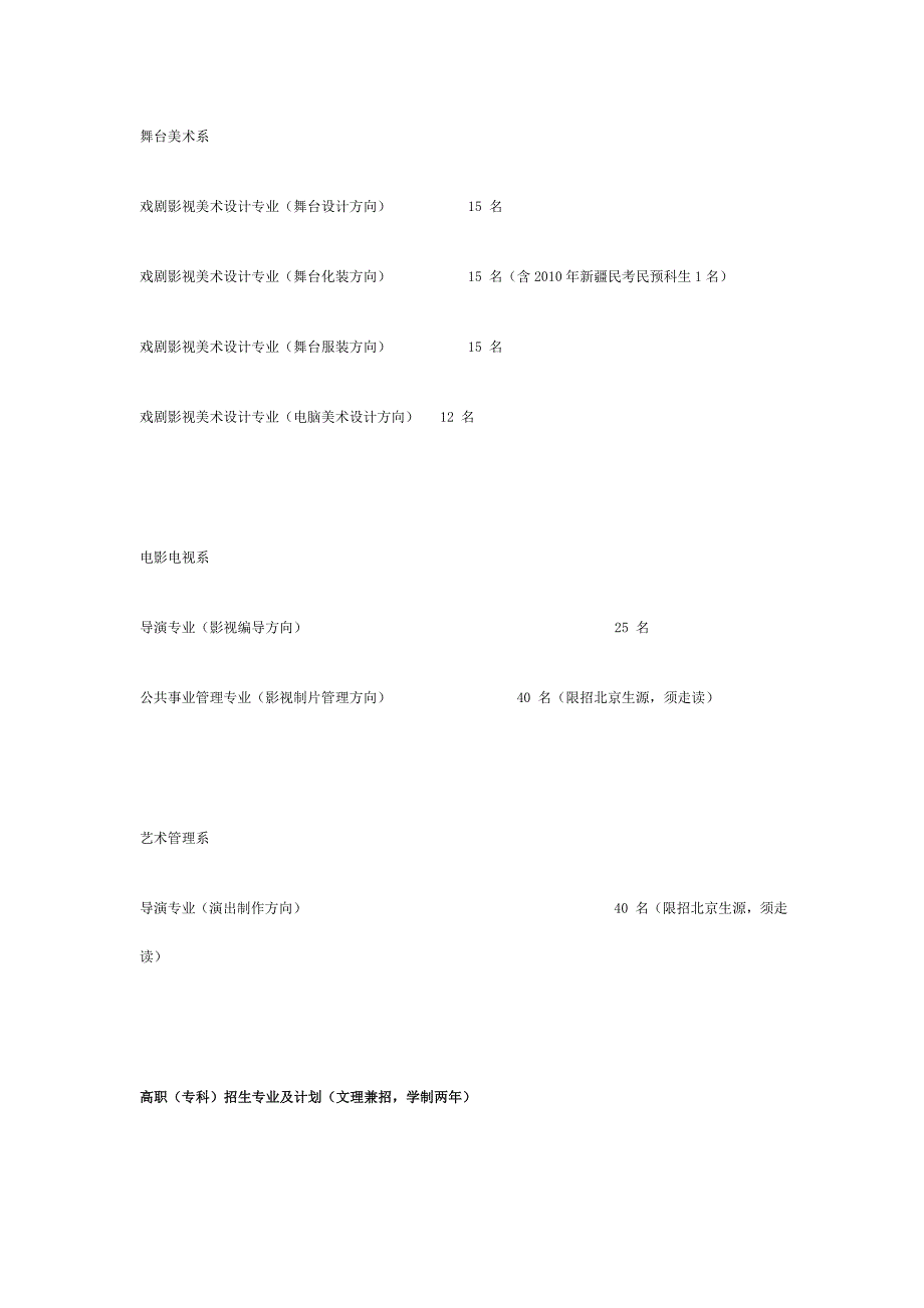 本科招生专业及计划(中戏).doc_第2页