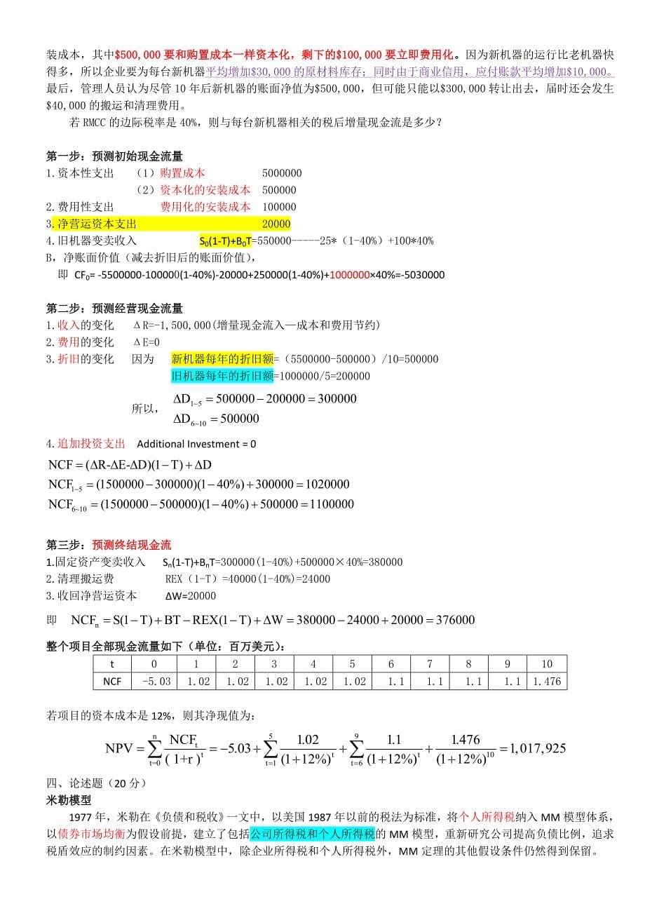 公司金融期末题_第5页