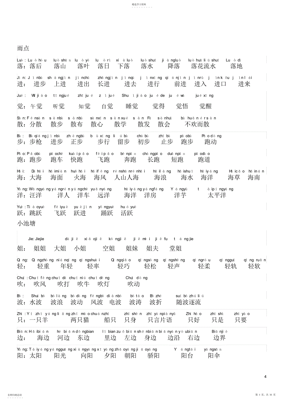 2022年苏教版小学一年级语文下册生字表组词_第4页