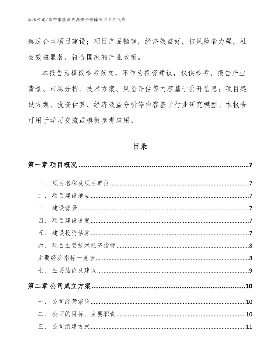 南宁市能源资源安全保障项目立项报告_范文_第2页
