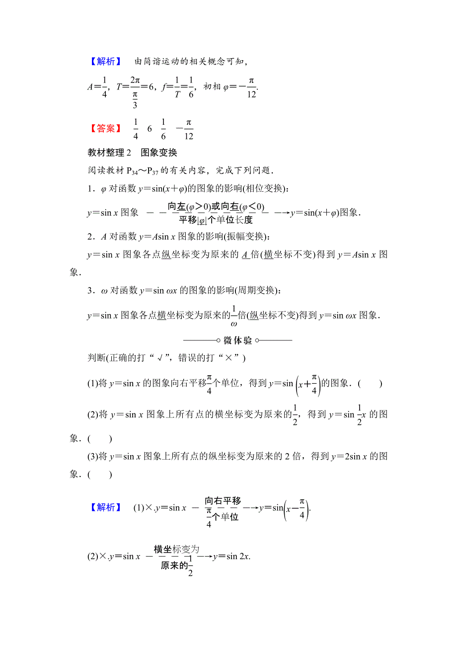 精品高中数学苏教版必修4学案：1.3.3.1 函数y＝Asinωx＋φ的图象 Word版含解析_第2页