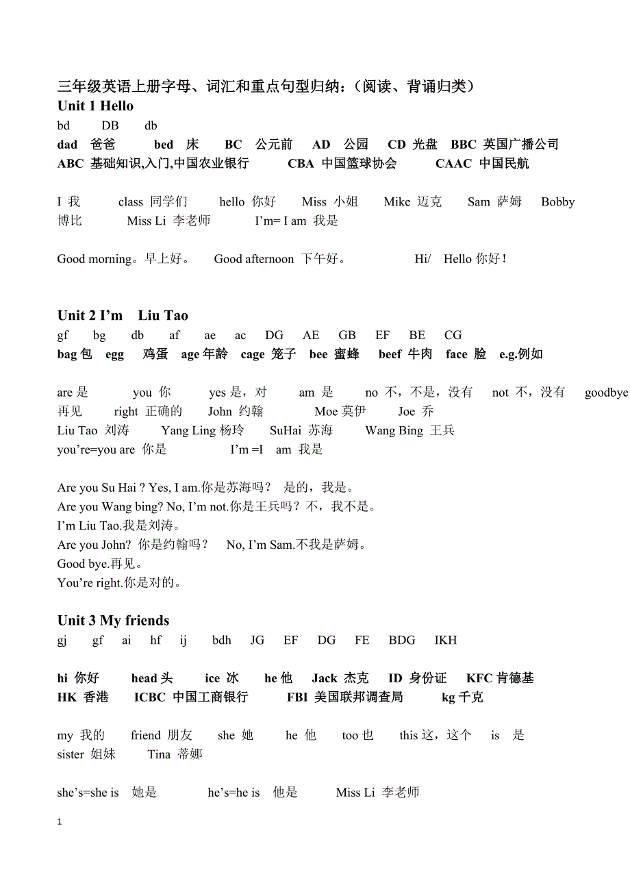 [牛津中小学英语网](自编）三年级上册字母单词专用语背诵默写_第1页
