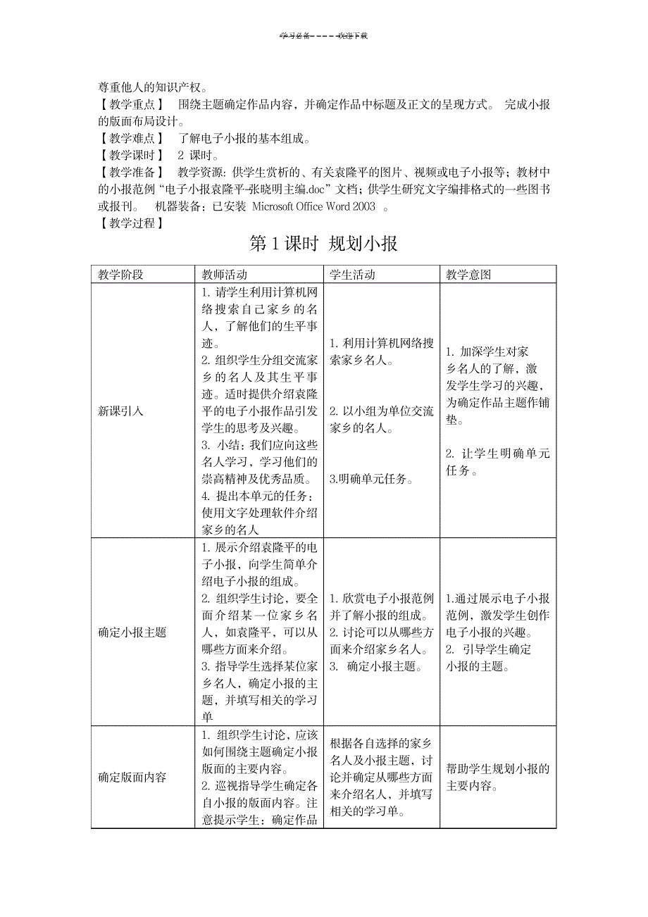 七年级下册信息技术教案(上海科教版)_小学教育-小学学案_第3页