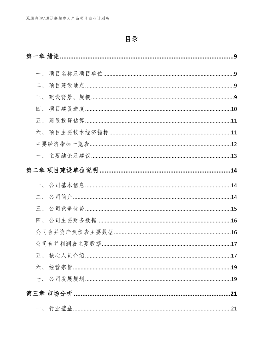 通辽高频电刀产品项目商业计划书（模板参考）_第2页