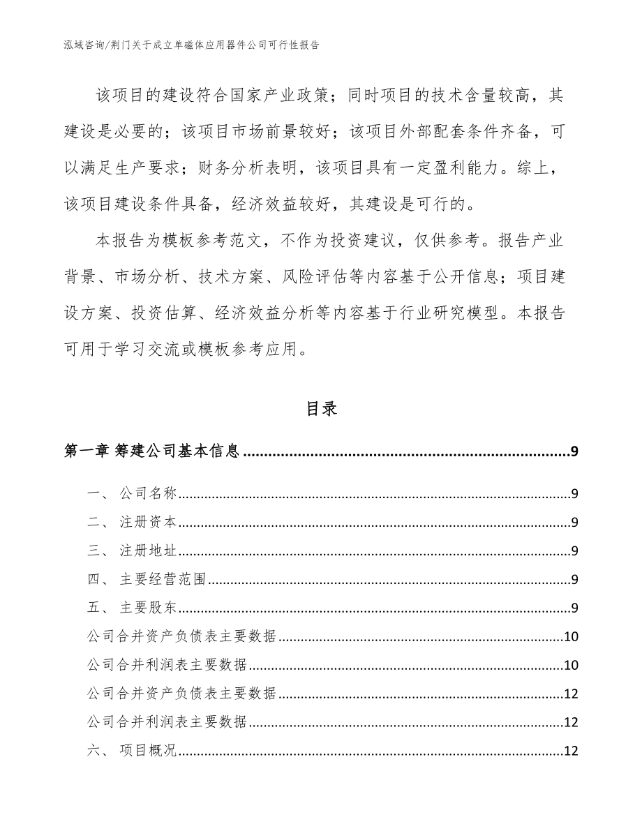 荆门关于成立单磁体应用器件公司可行性报告_第3页