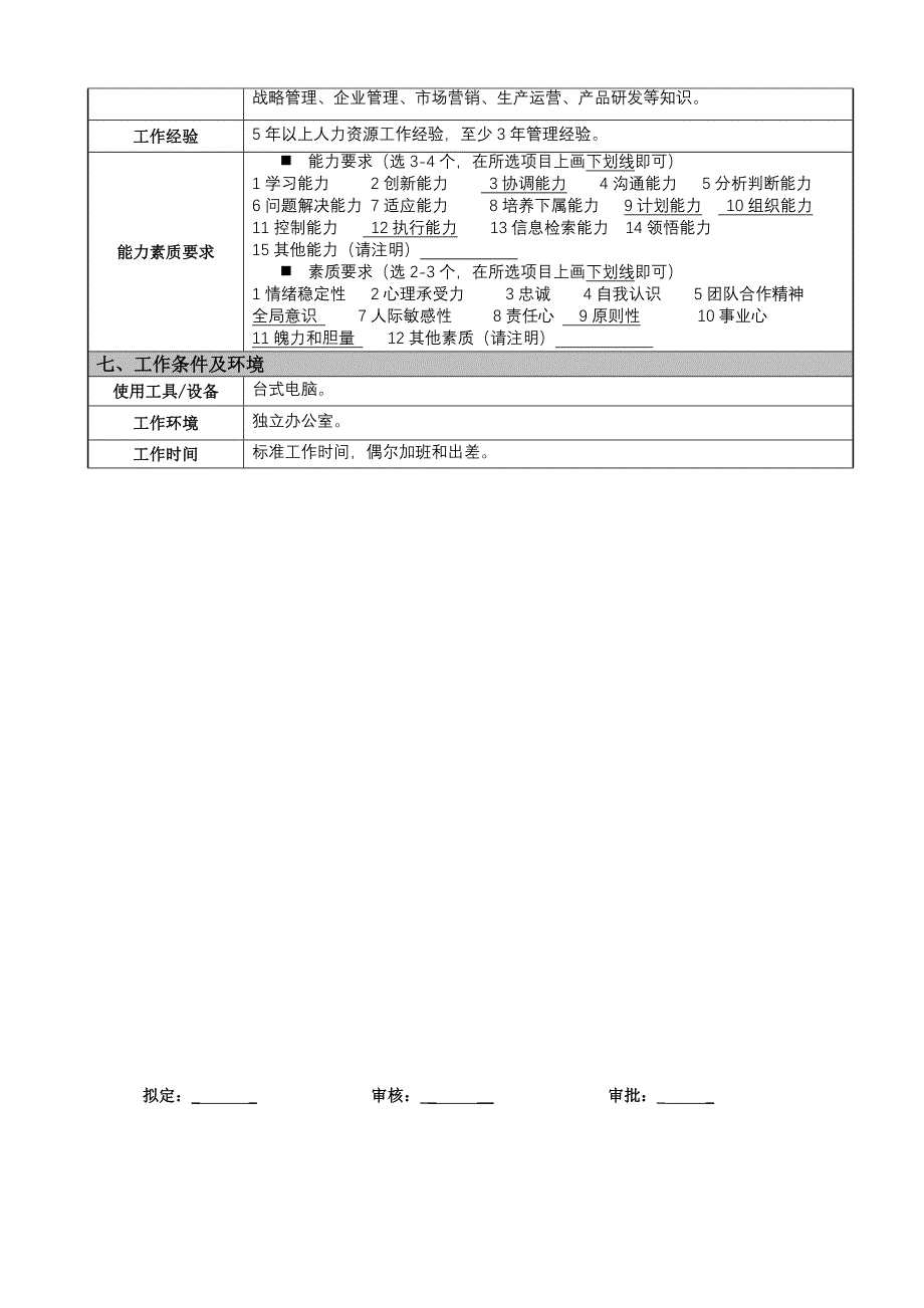 企业人力资源经理岗位说明书_第4页