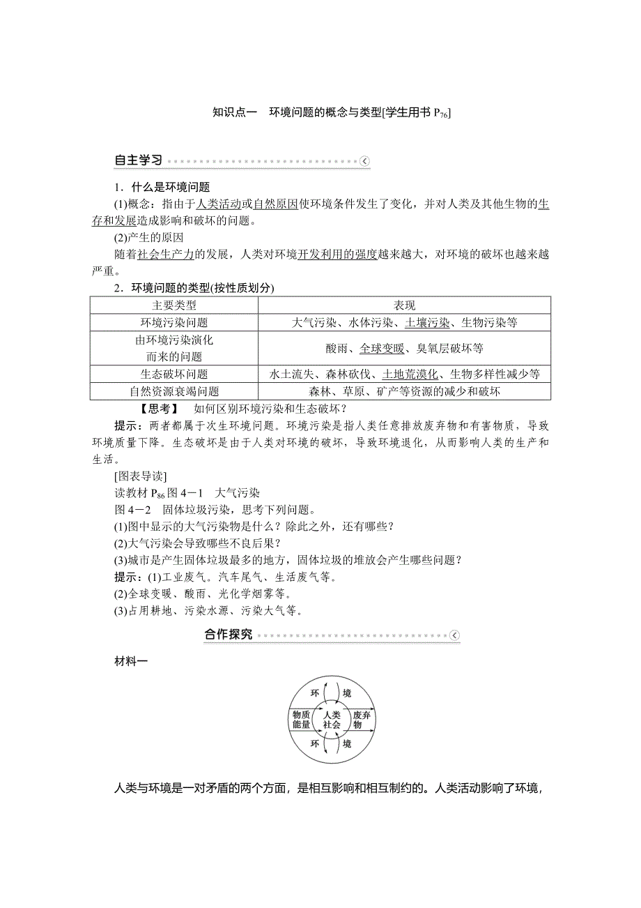 新编优化方案高中地理湘教版必修二学案 第四章 人类与地理环境的协调发展 第一节人类面临的主要环境问题_第2页