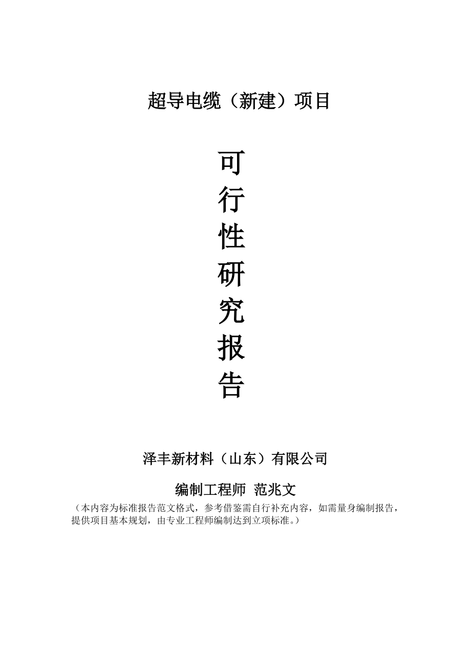 超导电缆新建项目可行性研究报告建议书申请格式范文.doc_第1页