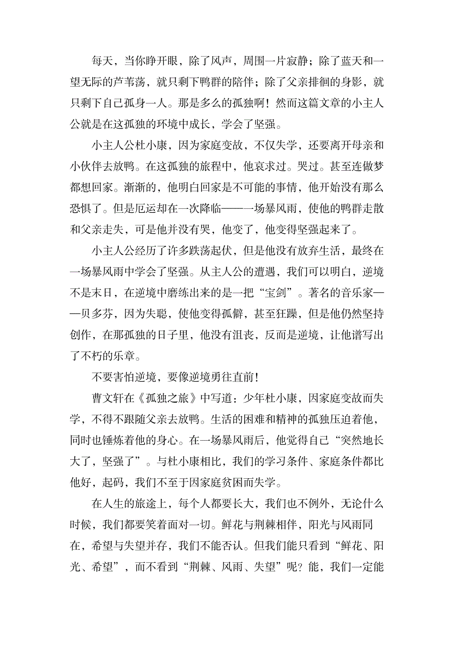 《孤独之旅》读后感600字五篇_文学艺术-随笔札记_第2页