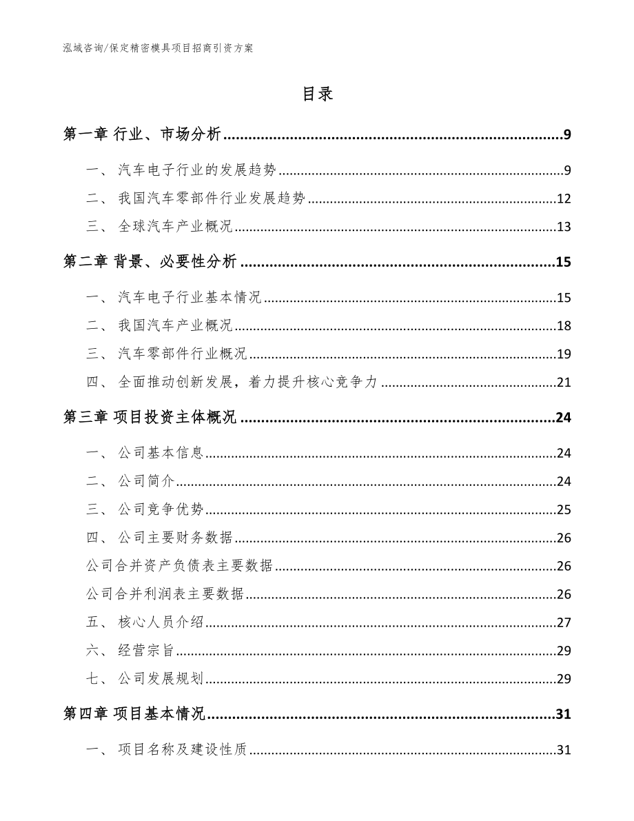 保定精密模具项目招商引资方案（范文）_第2页