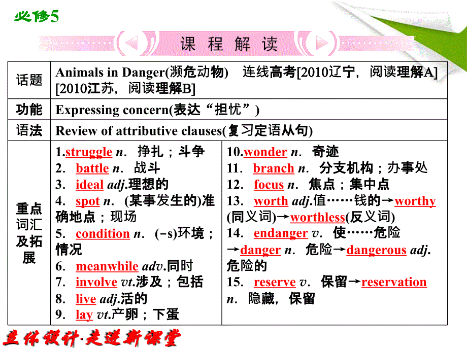 高中英语外研版：必修5 Module6 Animals in Danger课件_第3页