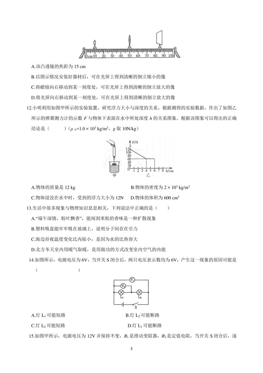 2021年广东深圳中考物理模拟卷8_第3页