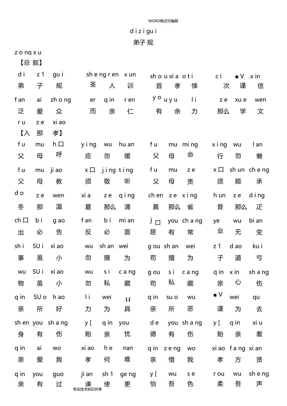 弟子规正版全文带拼音直接打印版_第1页