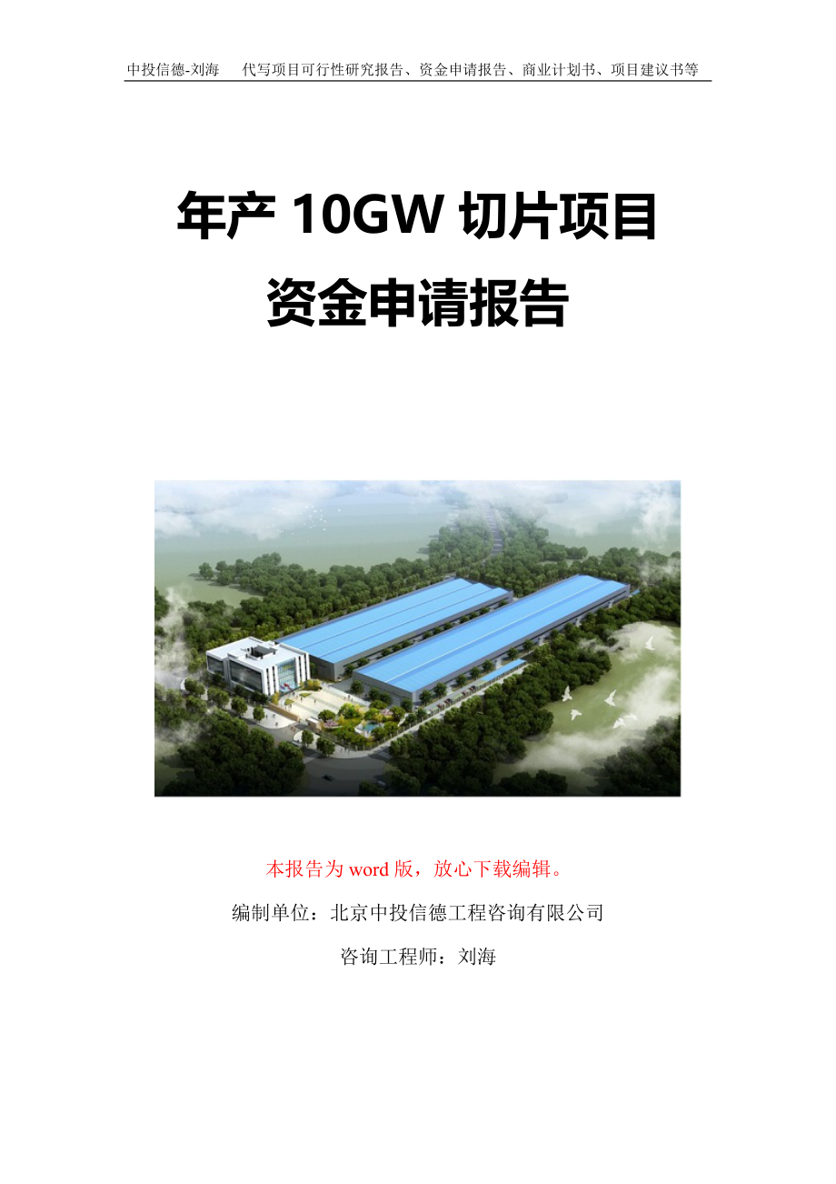 年产10GW切片项目资金申请报告写作模板定制_第1页