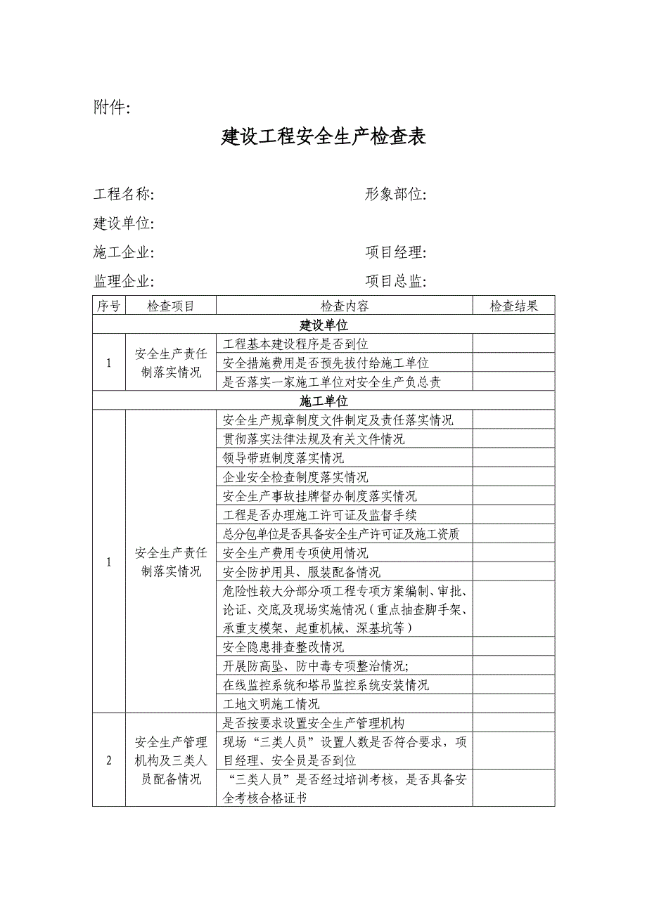 建设工程安全生产检查表_第1页