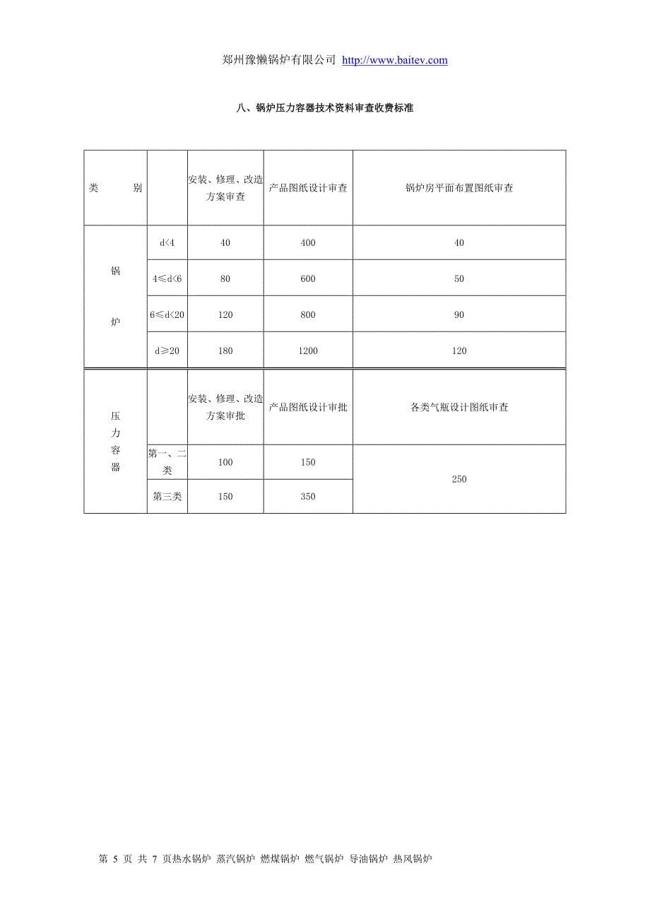 湖北省锅炉压力容器安全监察、检验收费标准_第5页