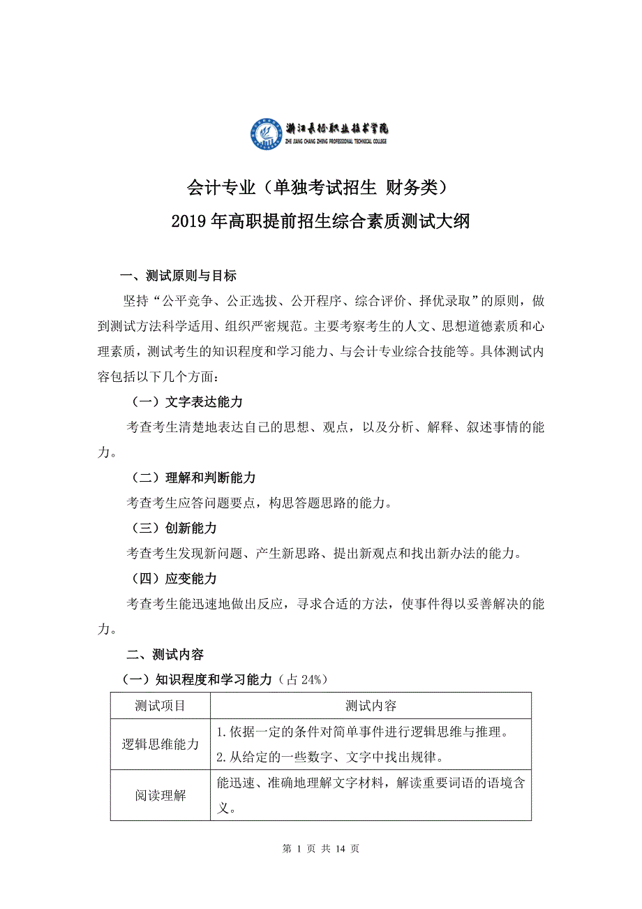 会计专业（单独考试招生财务类）_第1页