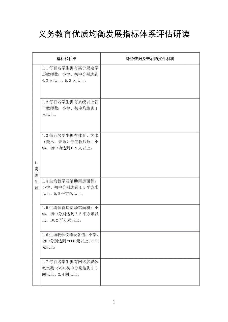 义务教育优质均衡发展指标体系研读.doc_第1页