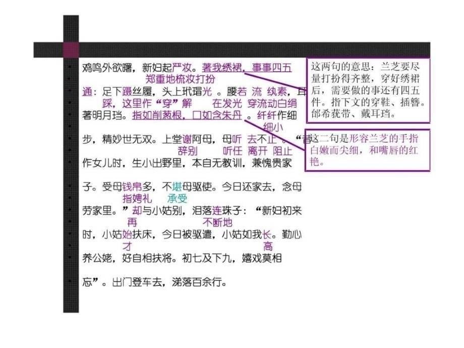 孔雀东南飞古诗为焦仲卿妻作字词整理青子矜制作.ppt_第5页