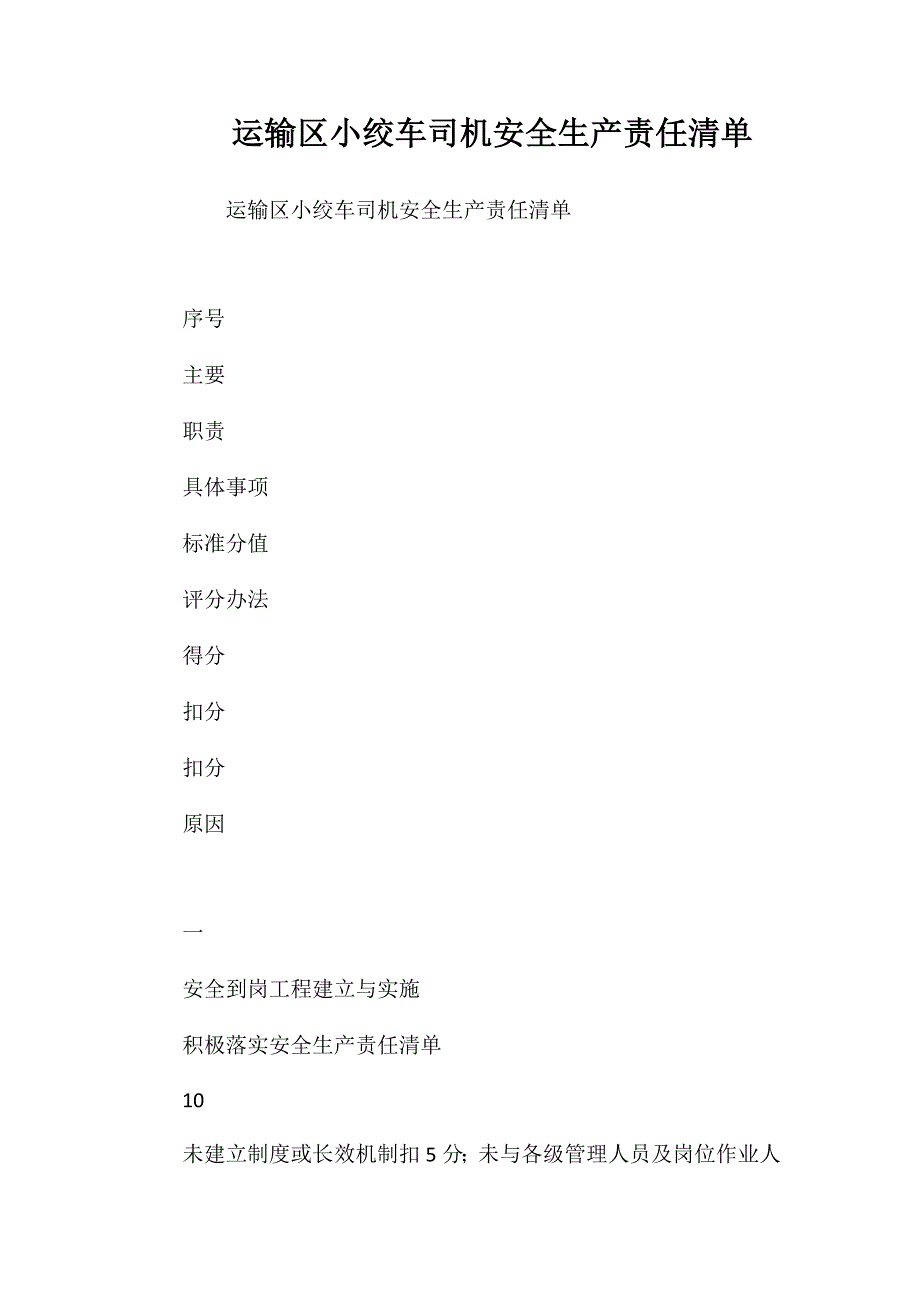 运输区小绞车司机安全生产责任清单_第1页