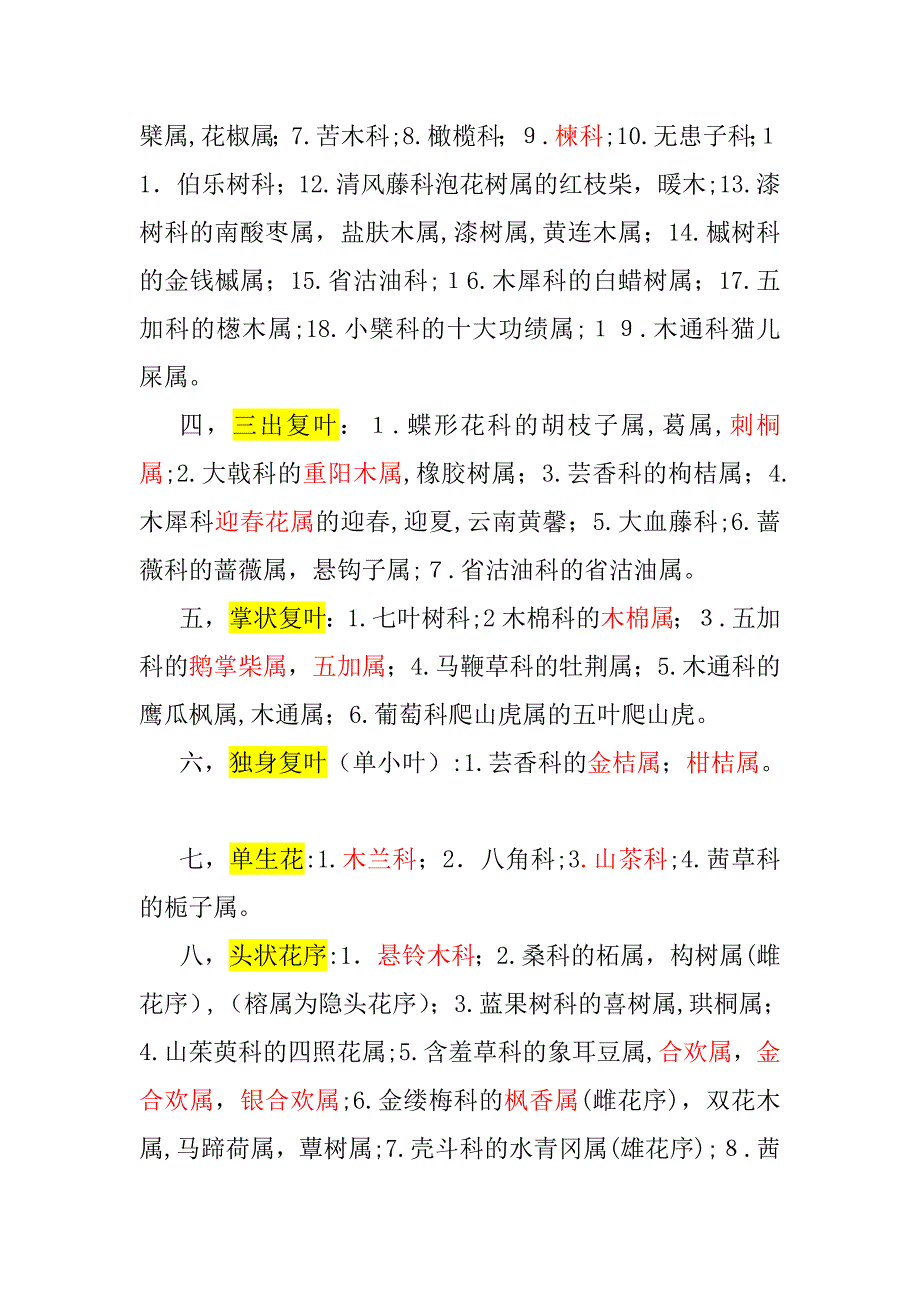 常见树木形态分类速查(按叶、花、果形态分类下的植物科、属)_第2页