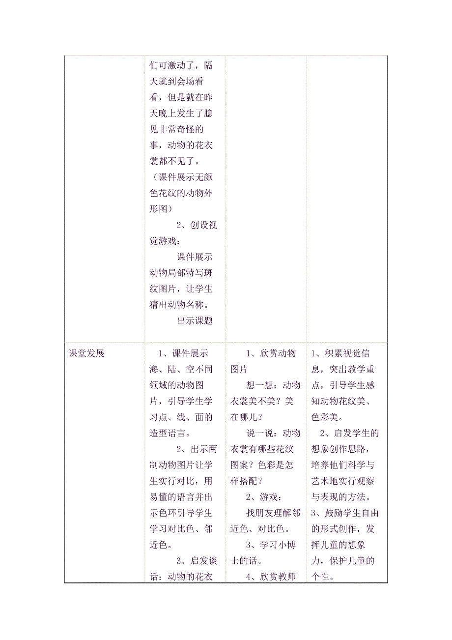 动物的花衣裳教学设计_第2页