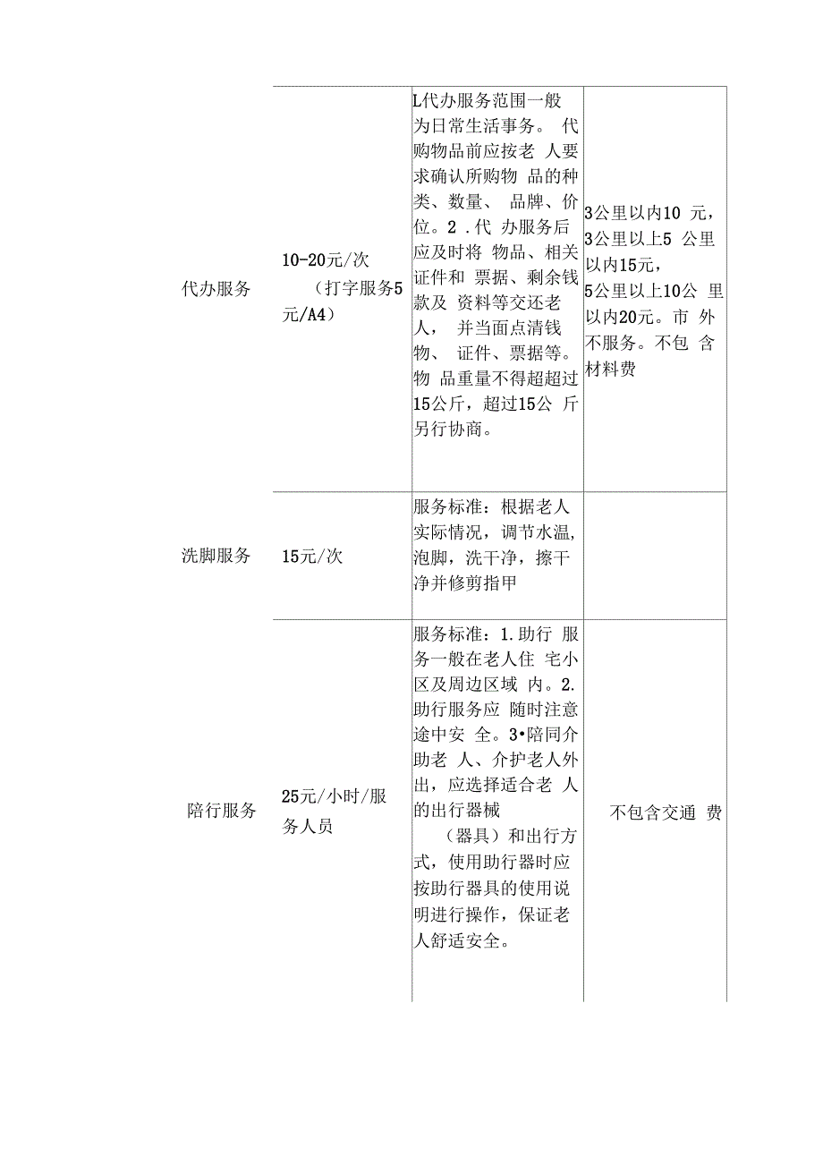 居家养老服务价格终版_第4页