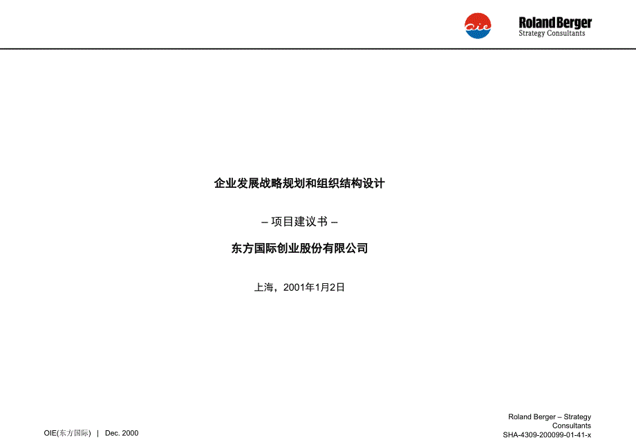 RB东方国际创业企业发展战略规划和组织结构设计项目建议书_第1页