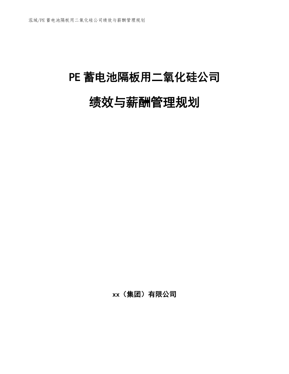 PE蓄电池隔板用二氧化硅公司绩效与薪酬管理规划【参考】_第1页