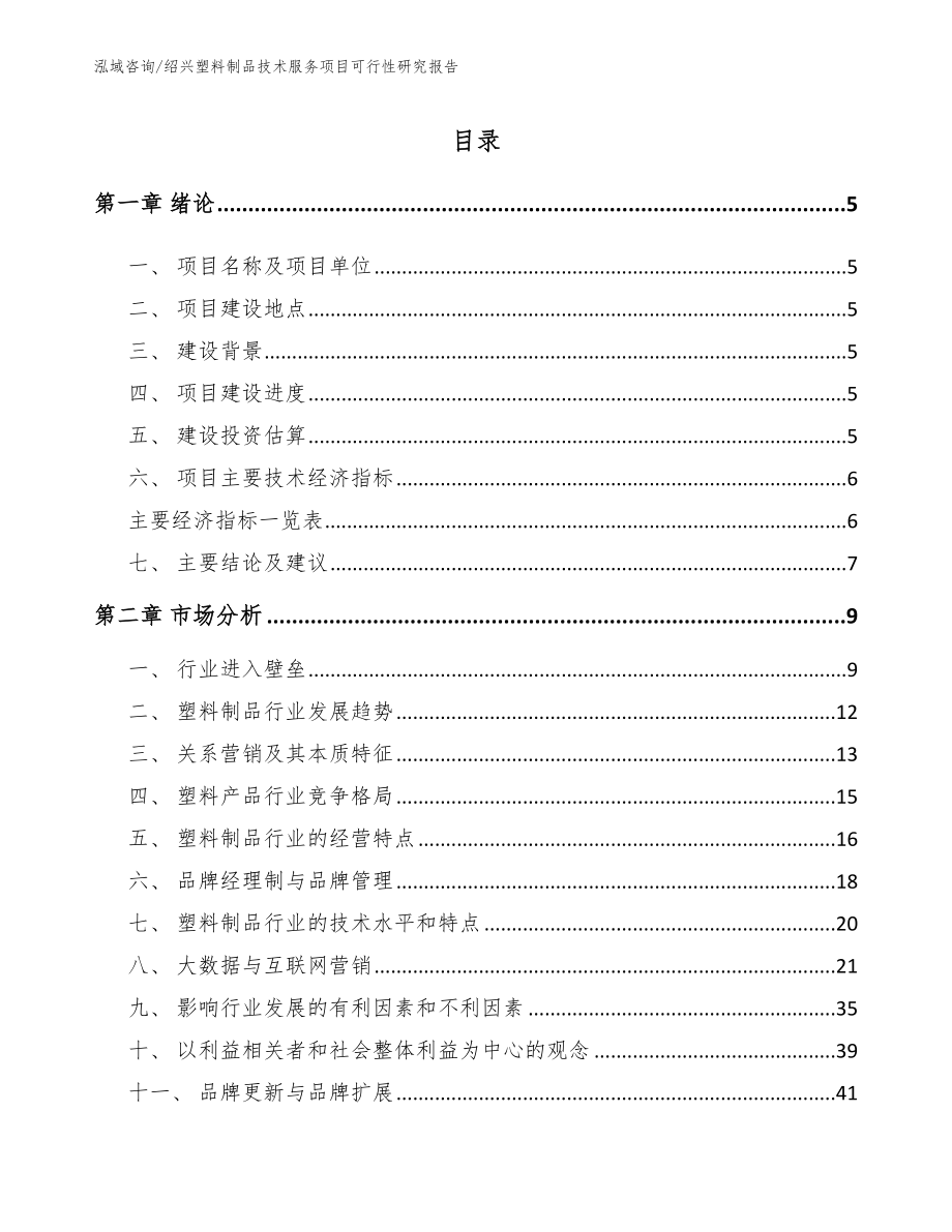 绍兴塑料制品技术服务项目可行性研究报告参考模板_第1页