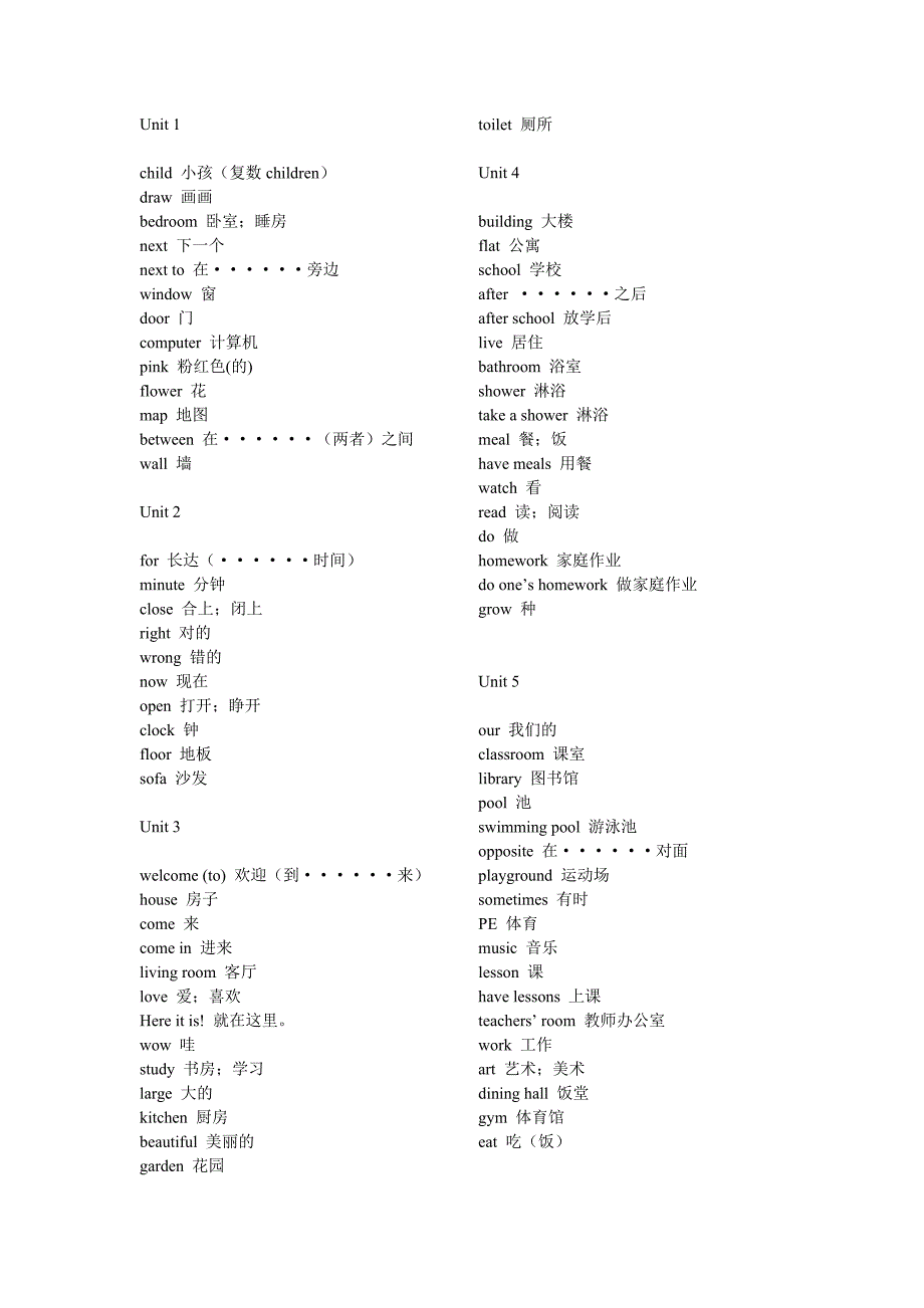 广州版小学英语四年级上册单词_第1页