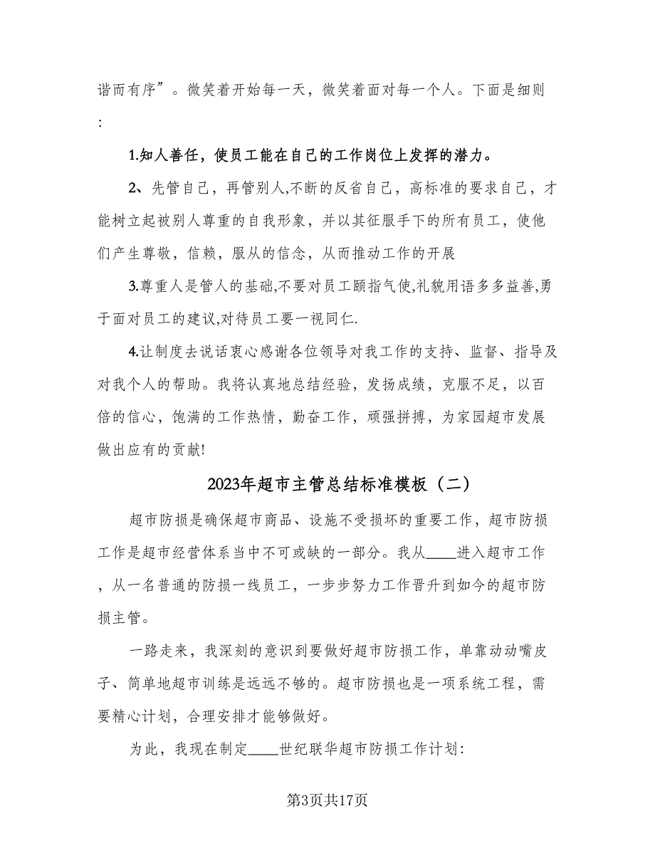 2023年超市主管总结标准模板（6篇）_第3页