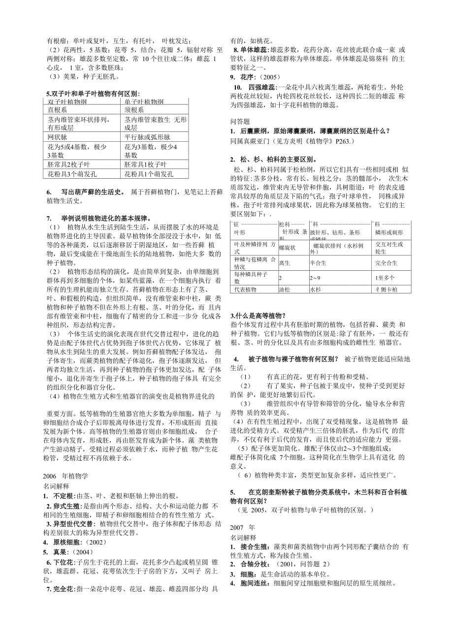 北京林业大学考研植物学历年真题附答案_第5页