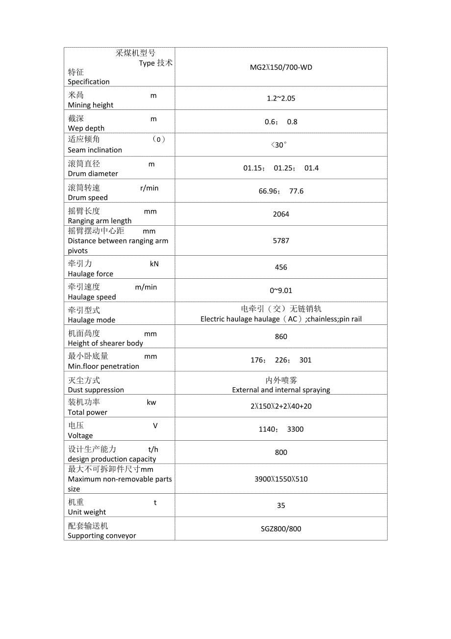 采煤机技术参数(全系列)_第5页