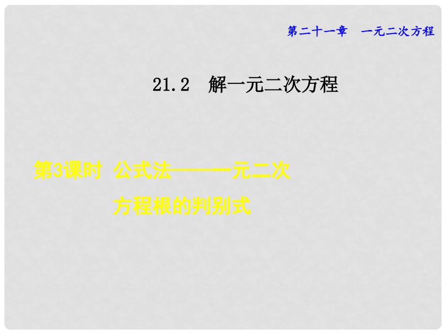 九年级数学上册 21.2.3 公式法 元二次方程根的判别式课件 （新版）新人教版_第1页