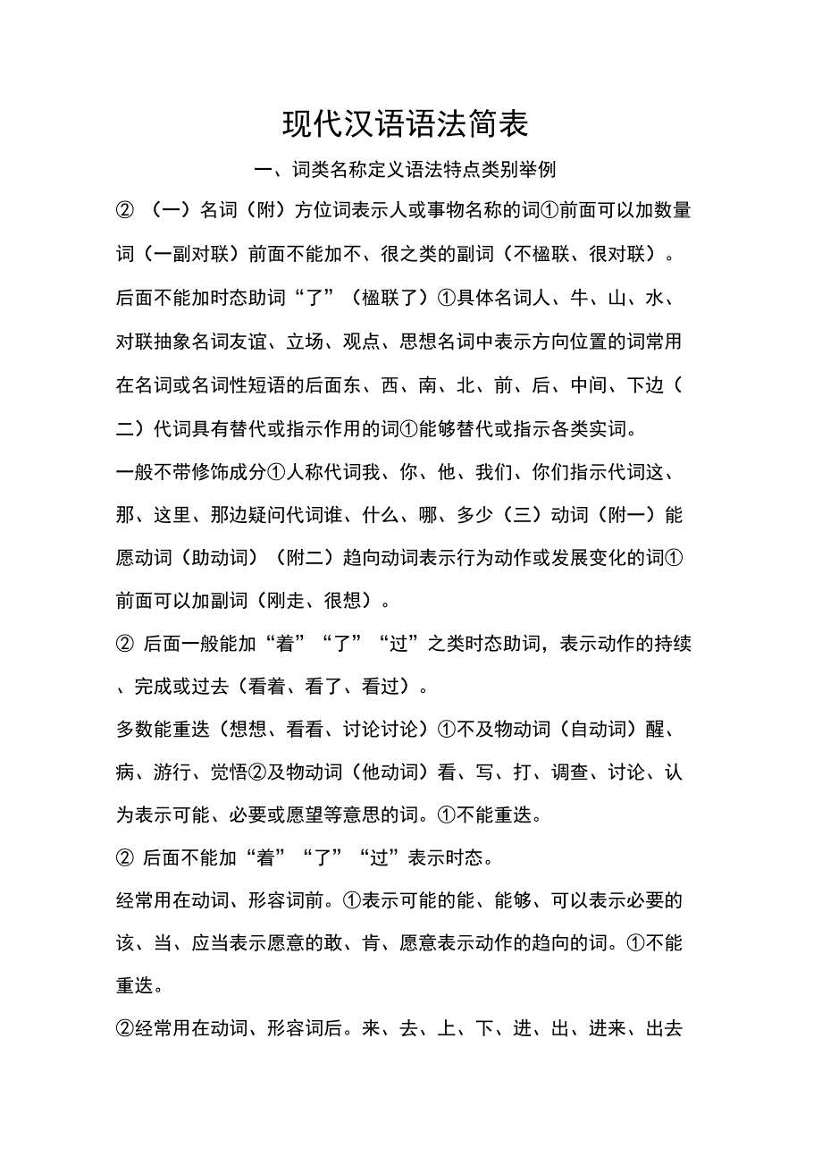 现代汉语语法简表_第1页