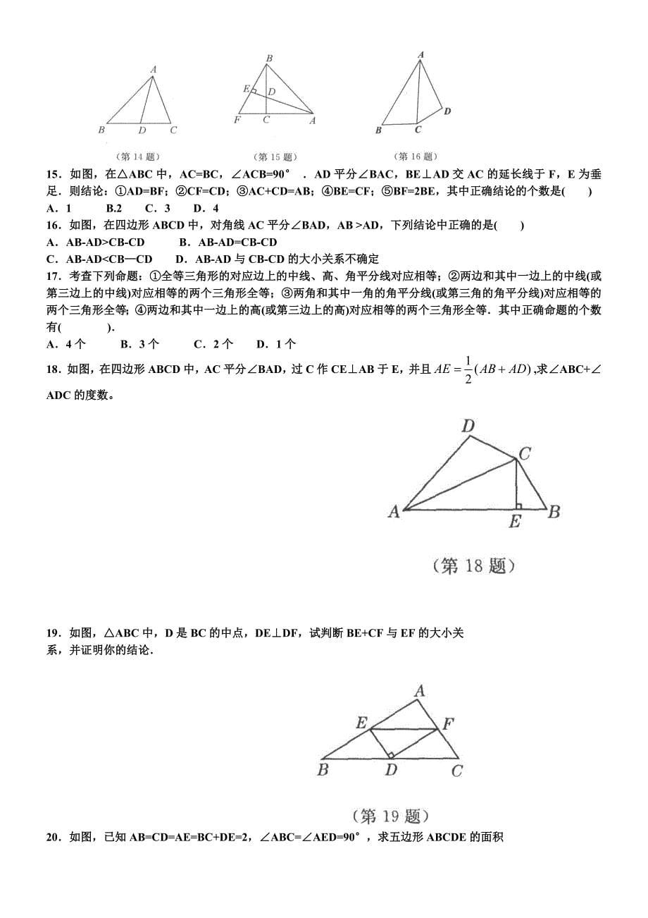 全等三角形知识点总结及经典例题复习教案_第5页