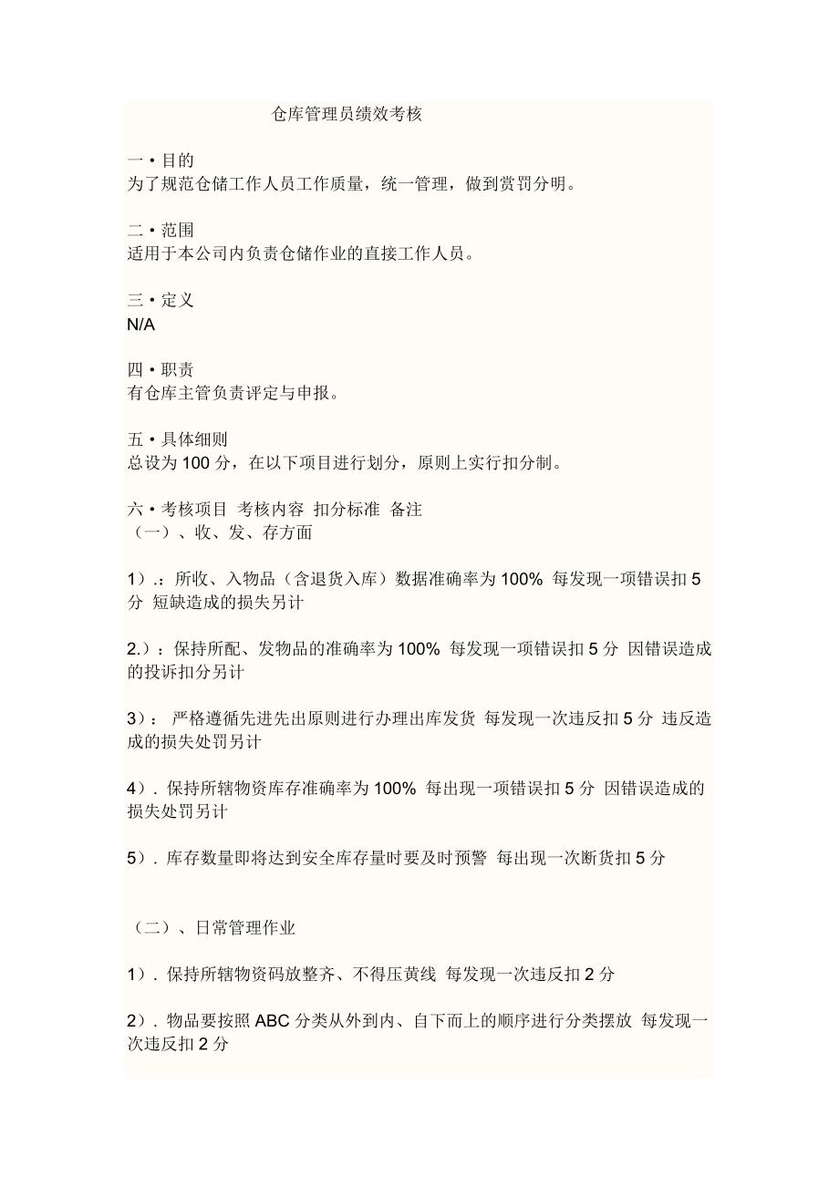 仓库管理员绩效考核_第1页