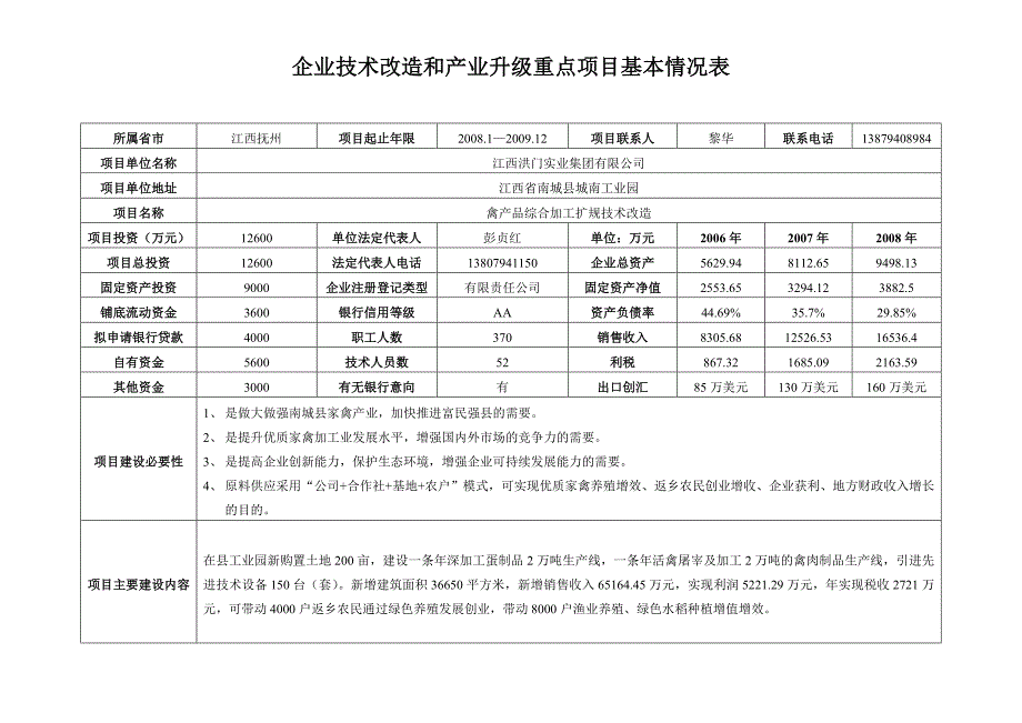 江西省企业投资技术改造项目备案申请表.doc_第2页