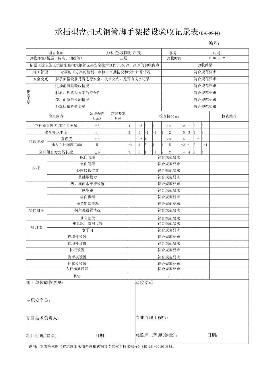 2.8 脚手架搭设验收记录表（承插型盘扣式钢管）_第5页