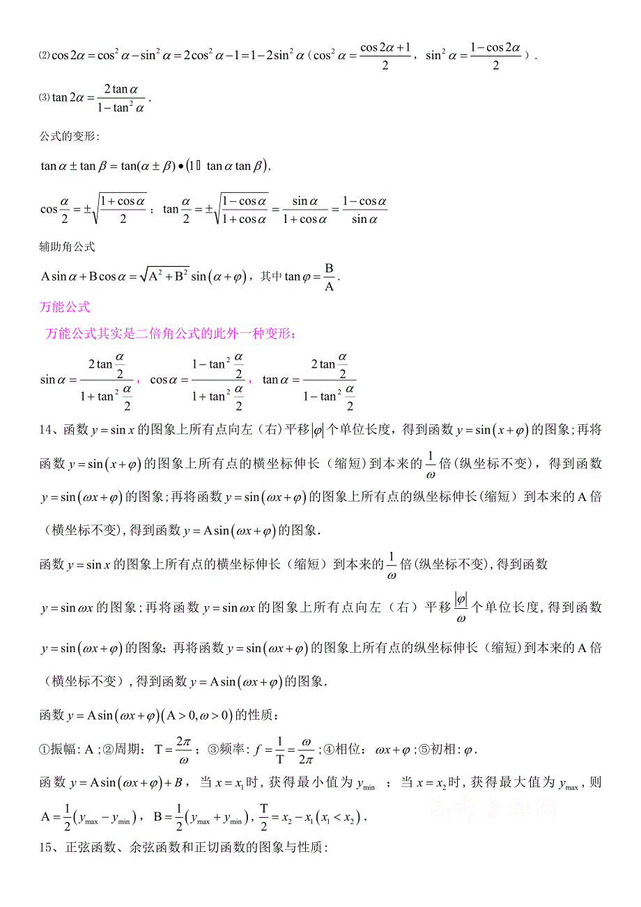 高考题历年三角函数题型总结_第3页