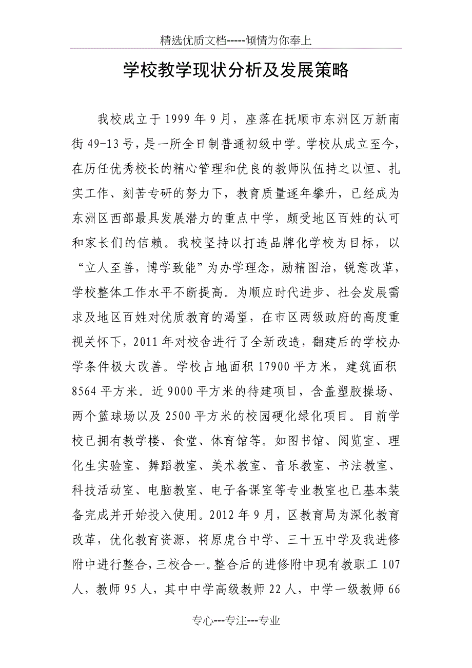 学校现状分析及发展策略(共12页)_第1页