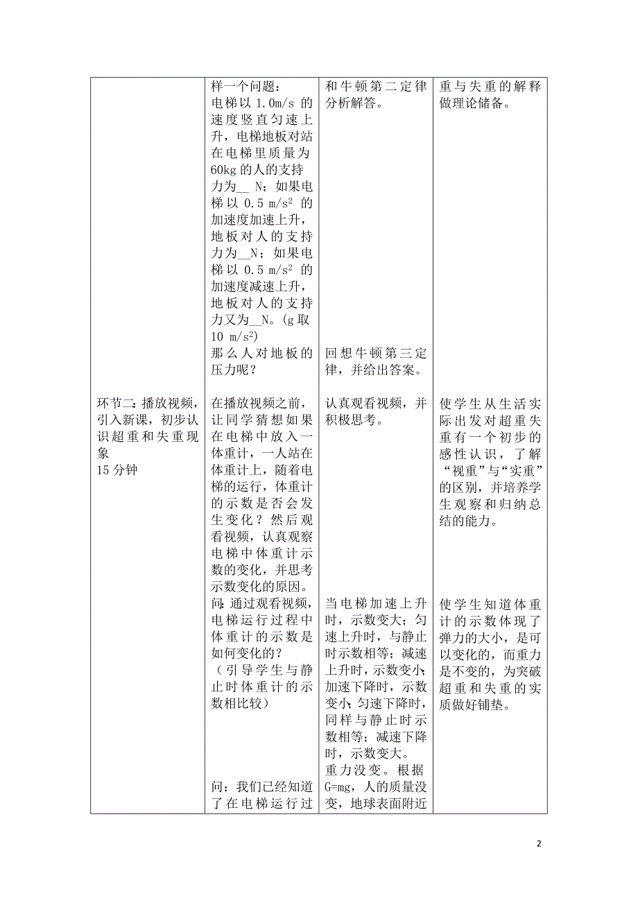 超重与失重教学设计.doc_第2页