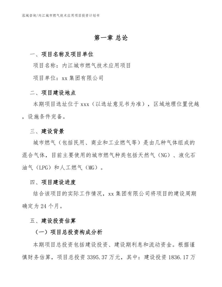 内江城市燃气技术应用项目投资计划书【模板参考】_第5页