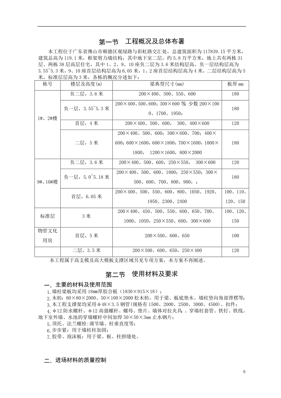 保利中汇花园一期模板施工方案_第1页