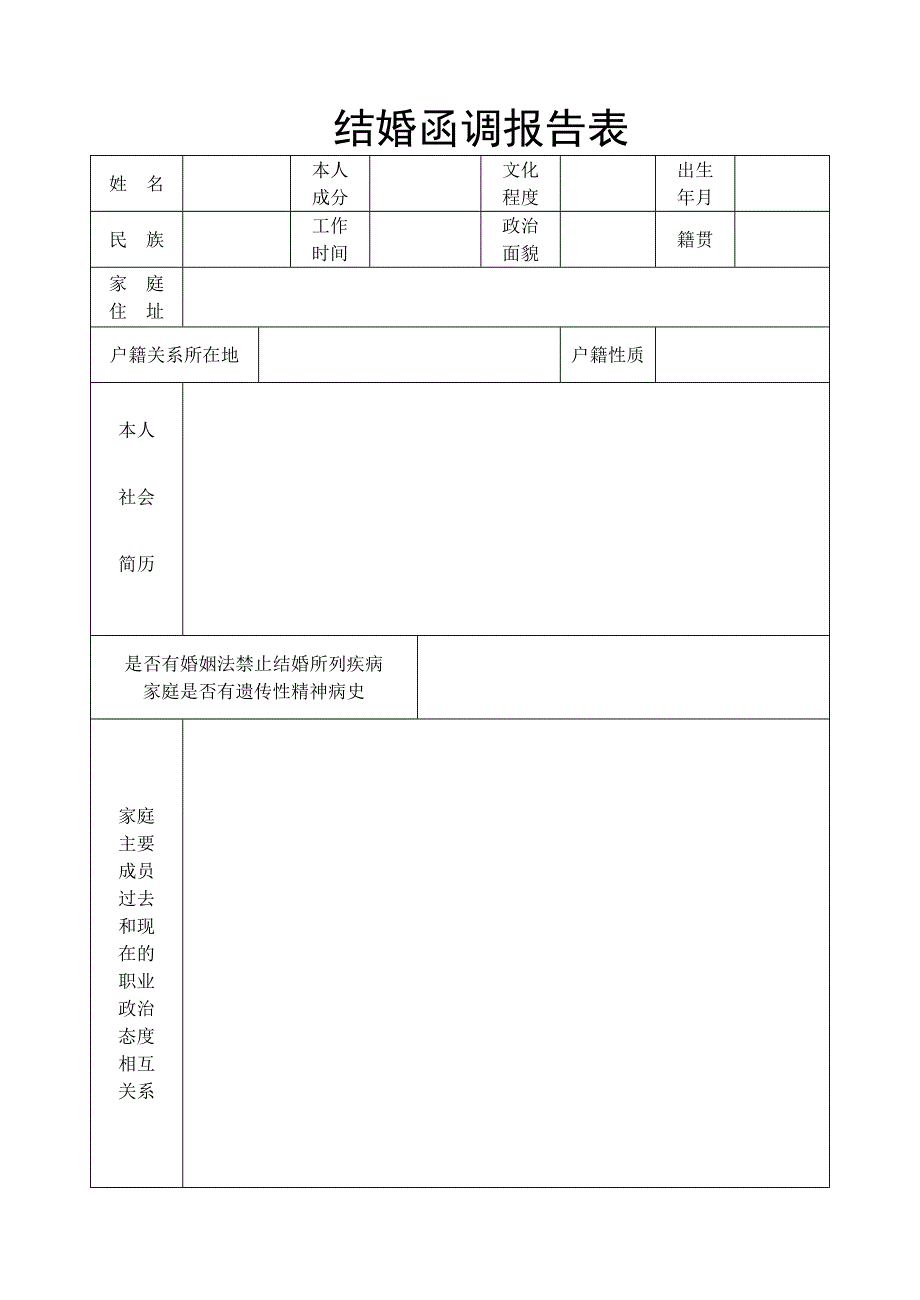 结婚函调报告表_第1页