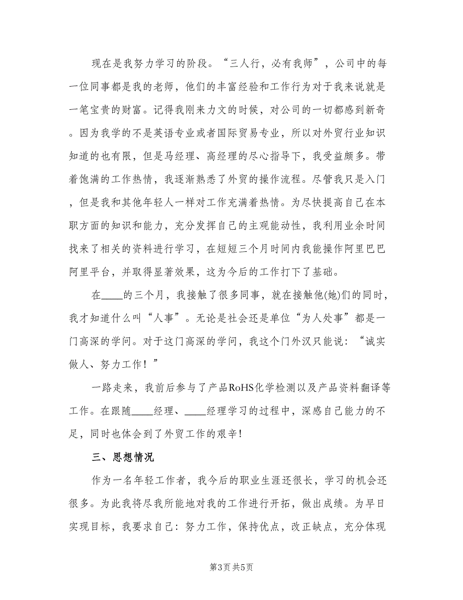 销售员工试用期工作总结2023年（2篇）.doc_第3页